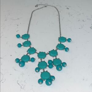 Statement Teal Bubble Necklace Adjustable Silver Chain